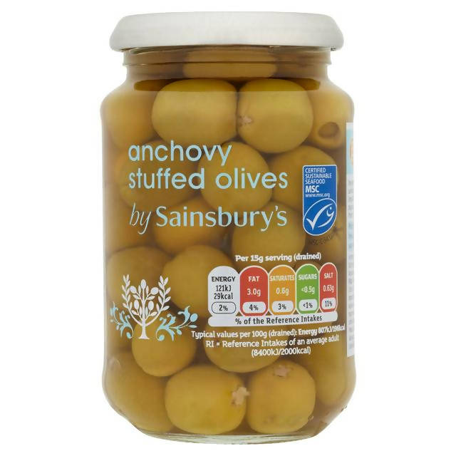 Sainsbury's Spanish Anchovy Stuffed Olives 350g (190g*)