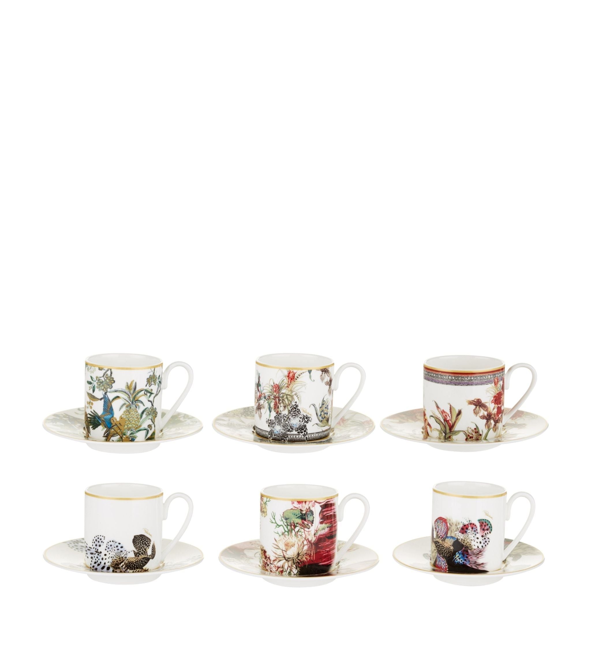 Flower Print Teacup And Saucers (Set of 6) GOODS Harrods   