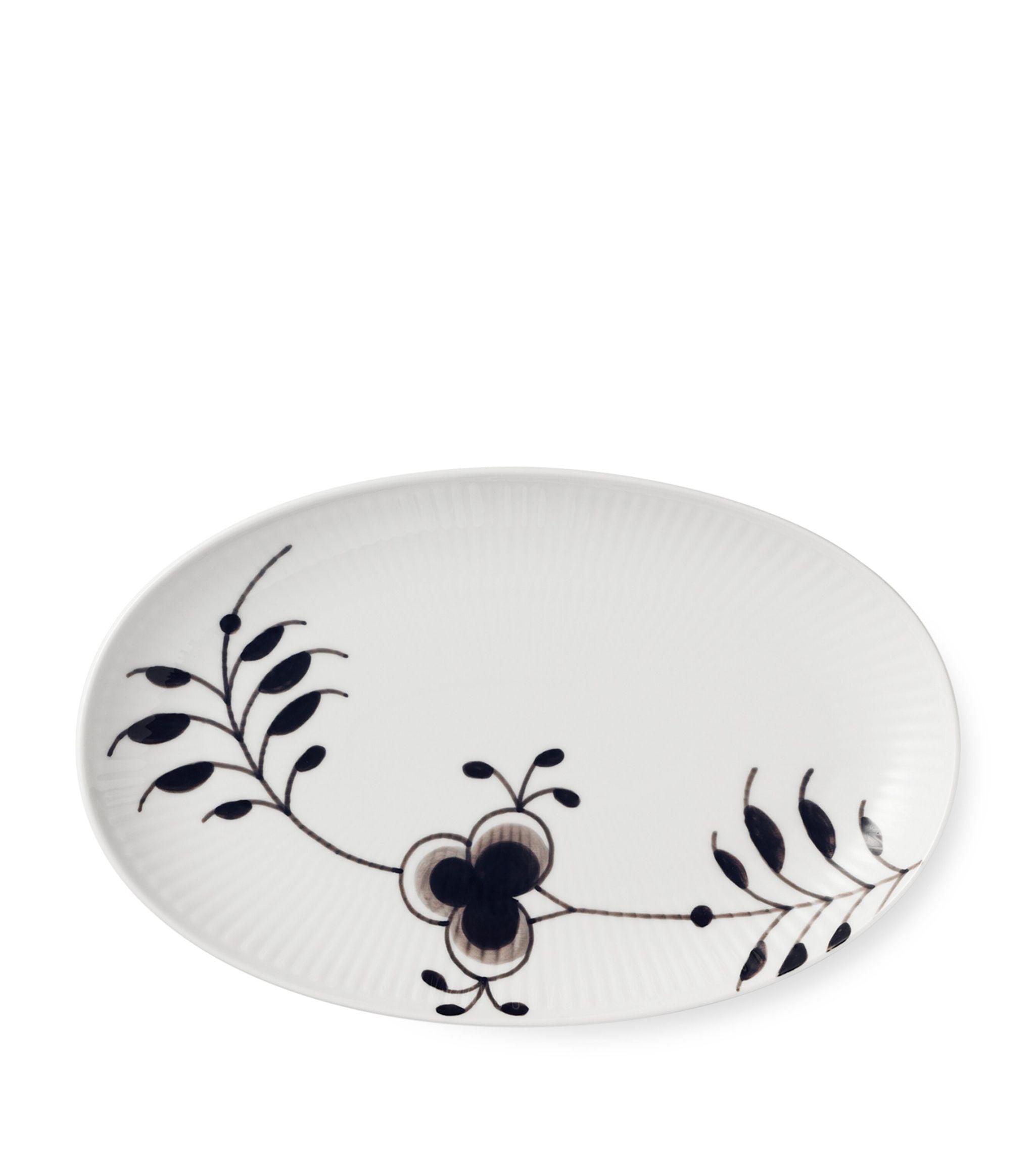 Black Fluted Mega Oval Dish (23cm) GOODS Harrods   