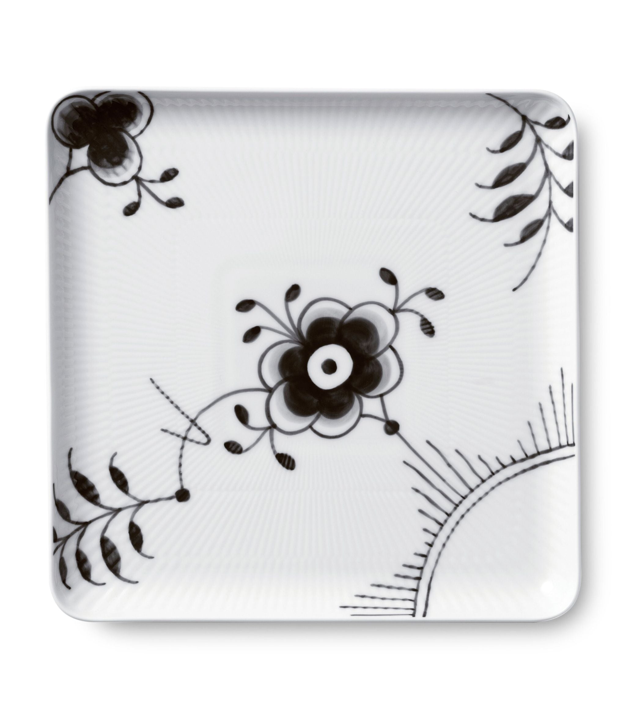 Black Fluted Mega Square Plate (20cm) GOODS Harrods   