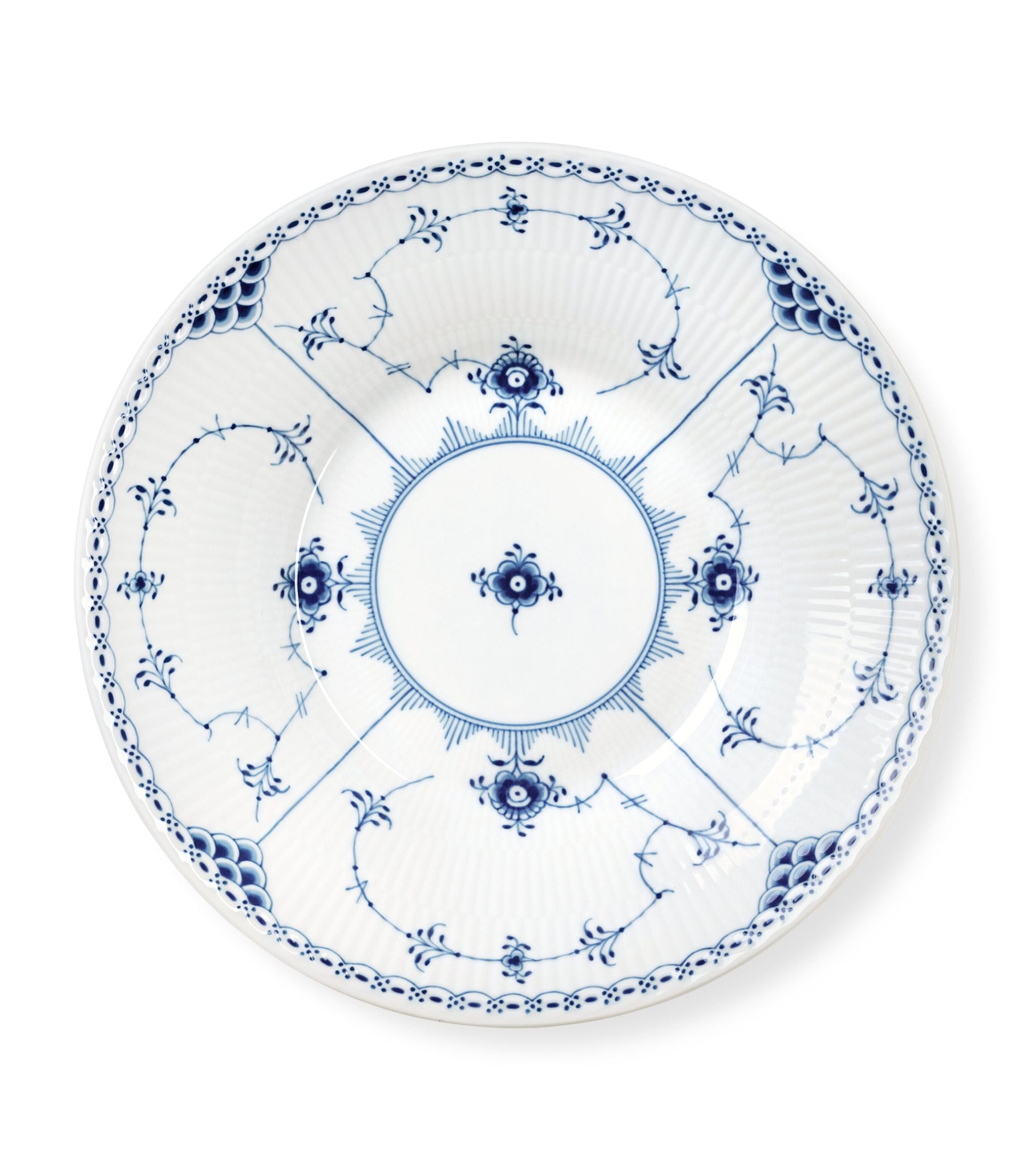 Blue Fluted Half Lace Deep Plate (24cm) GOODS Harrods   