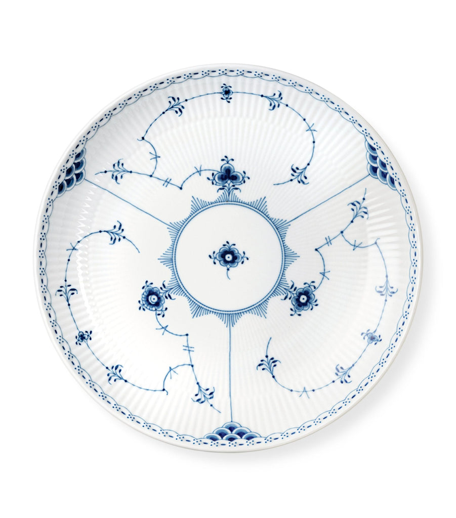 Blue Fluted Half Lace Shallow Bowl (25cm)