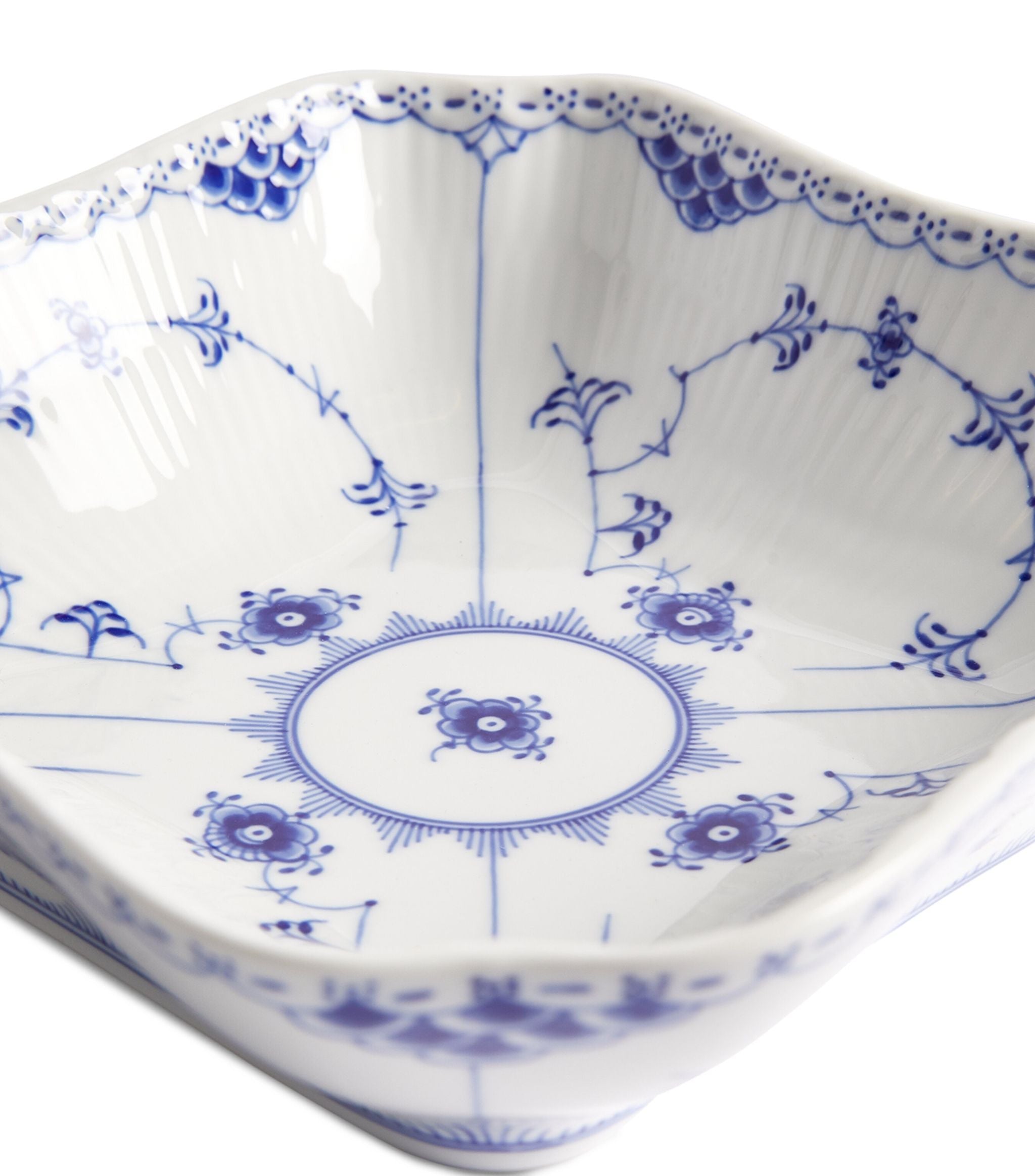 Blue Fluted Half Lace Square Bowl (21cm) GOODS Harrods   