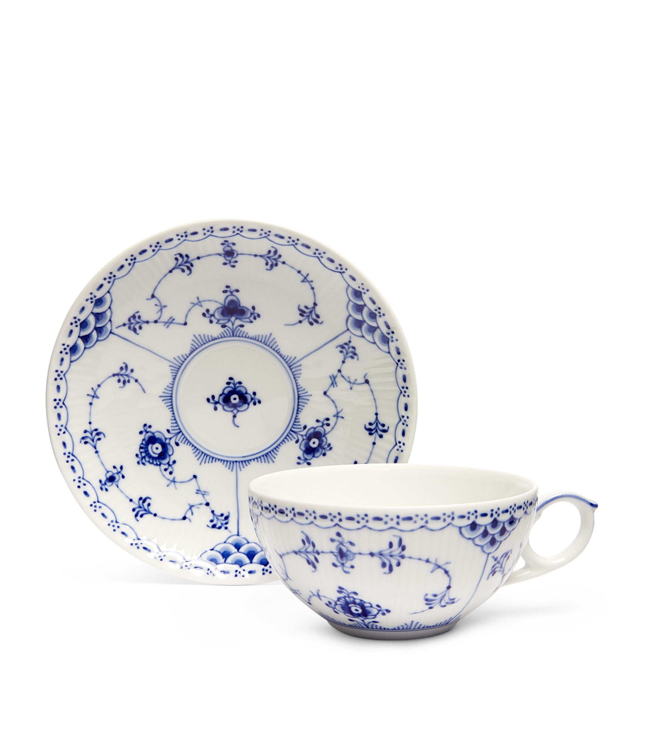 BLUE FLUTED HL CUP & SAUCER TEA 20CL GOODS Harrods   