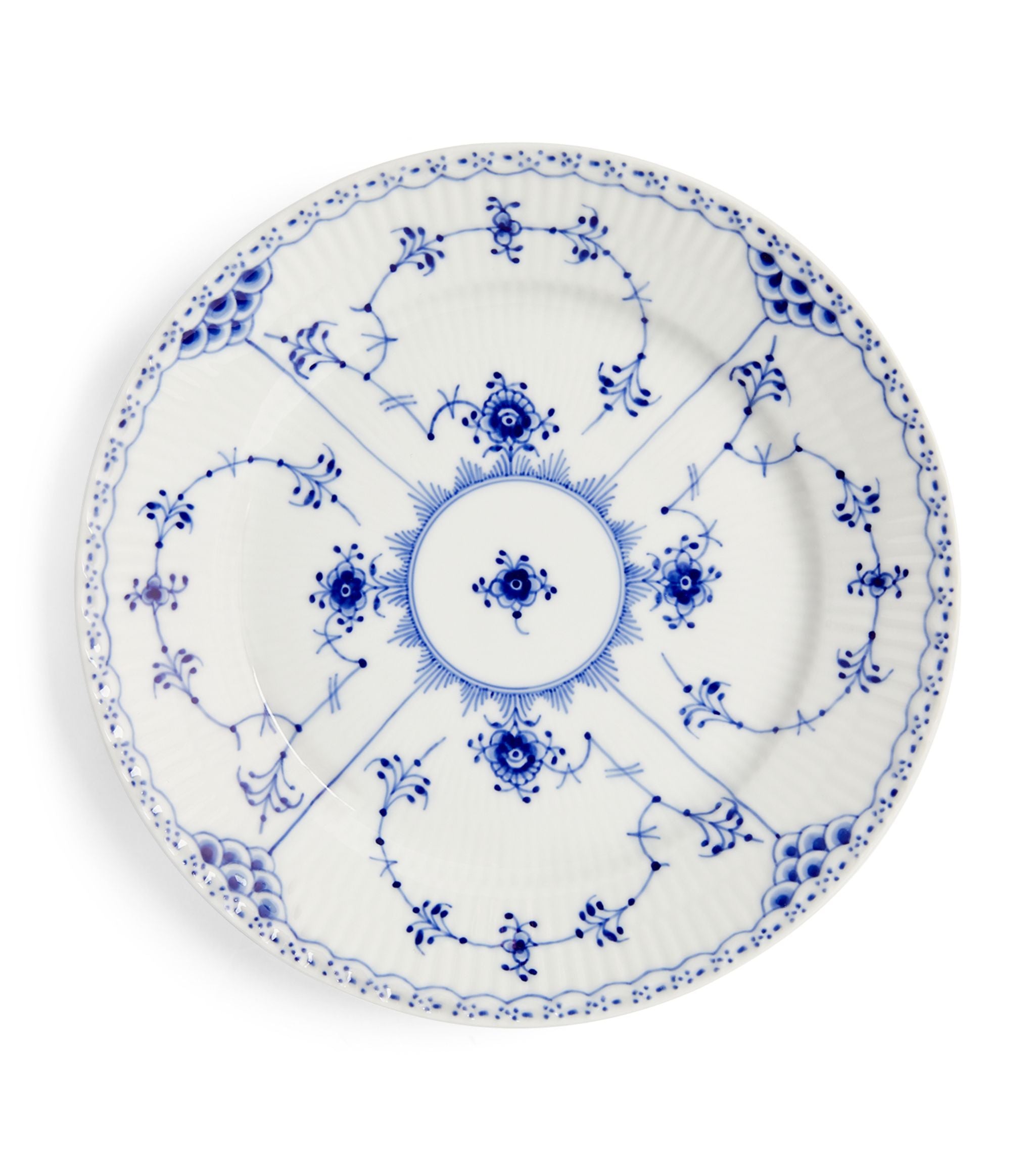 BLUE FLUTED HL PLATE 19CM GOODS Harrods   