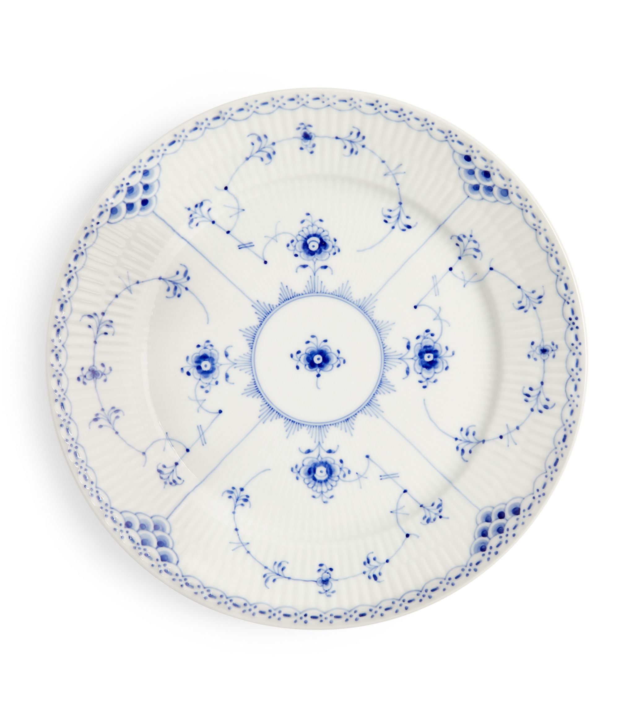 BLUE FLUTED HL PLATE 22CM GOODS Harrods   