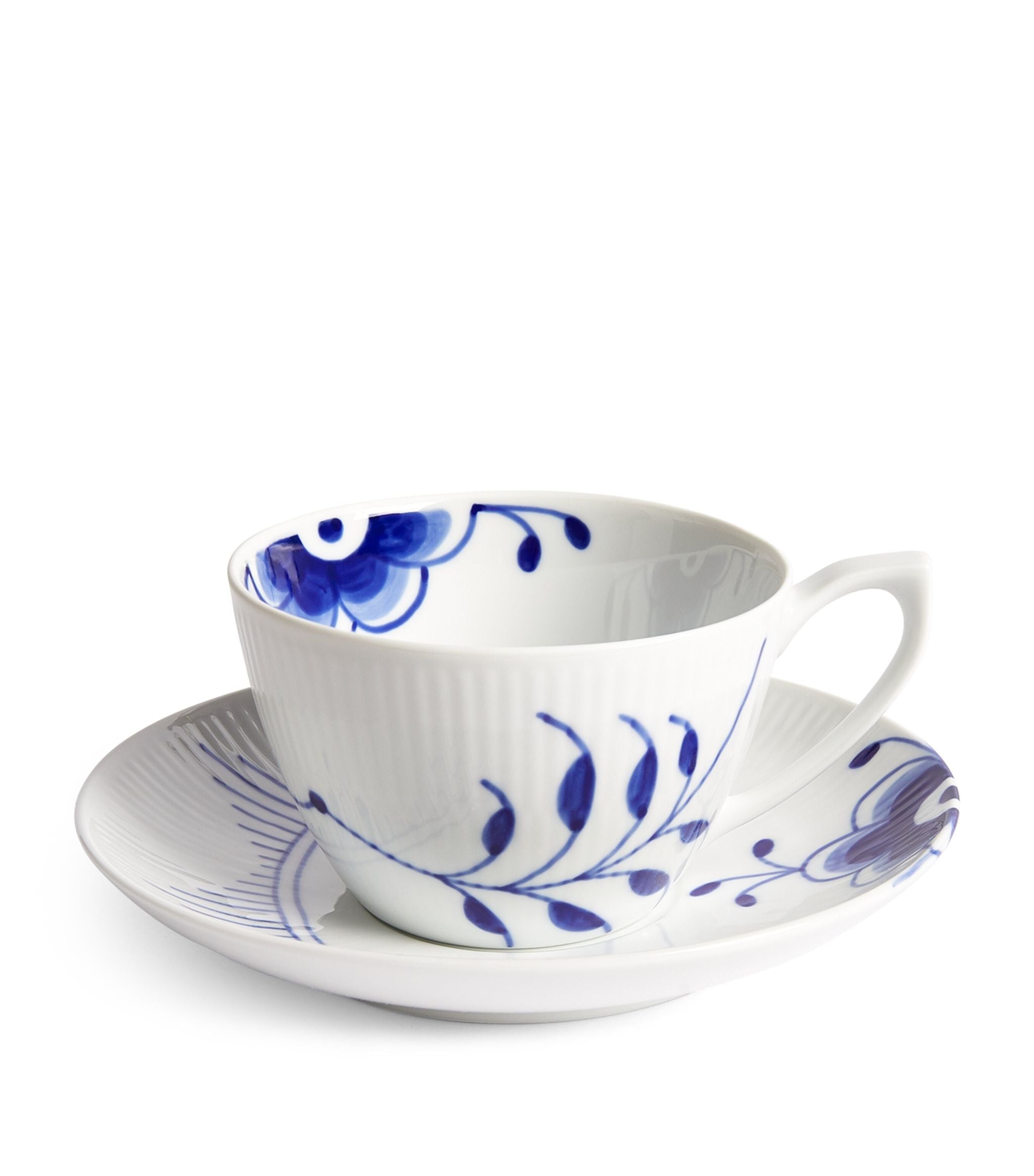 Blue Fluted Mega Cup & Saucer (250ml) GOODS Harrods   