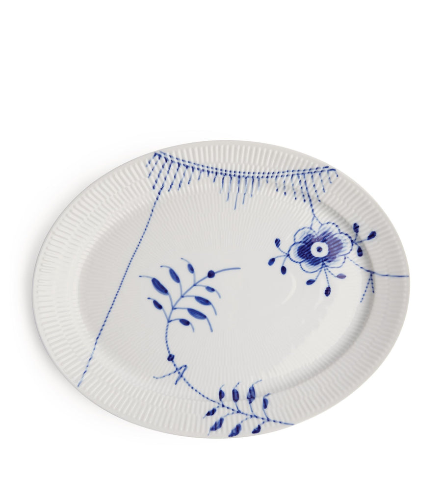 Blue Fluted Mega Oval Dish (34cm)