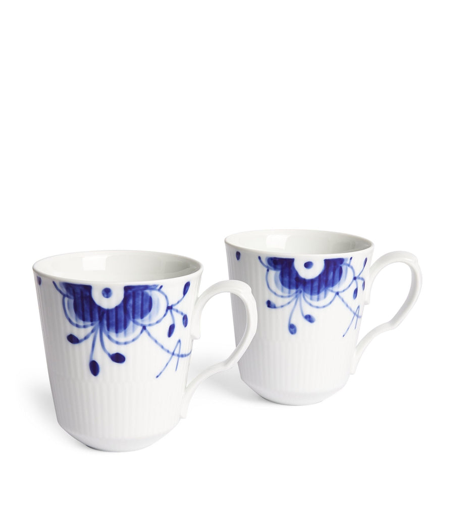 Set of 2 Blue Fluted Mega Mugs (370ml)