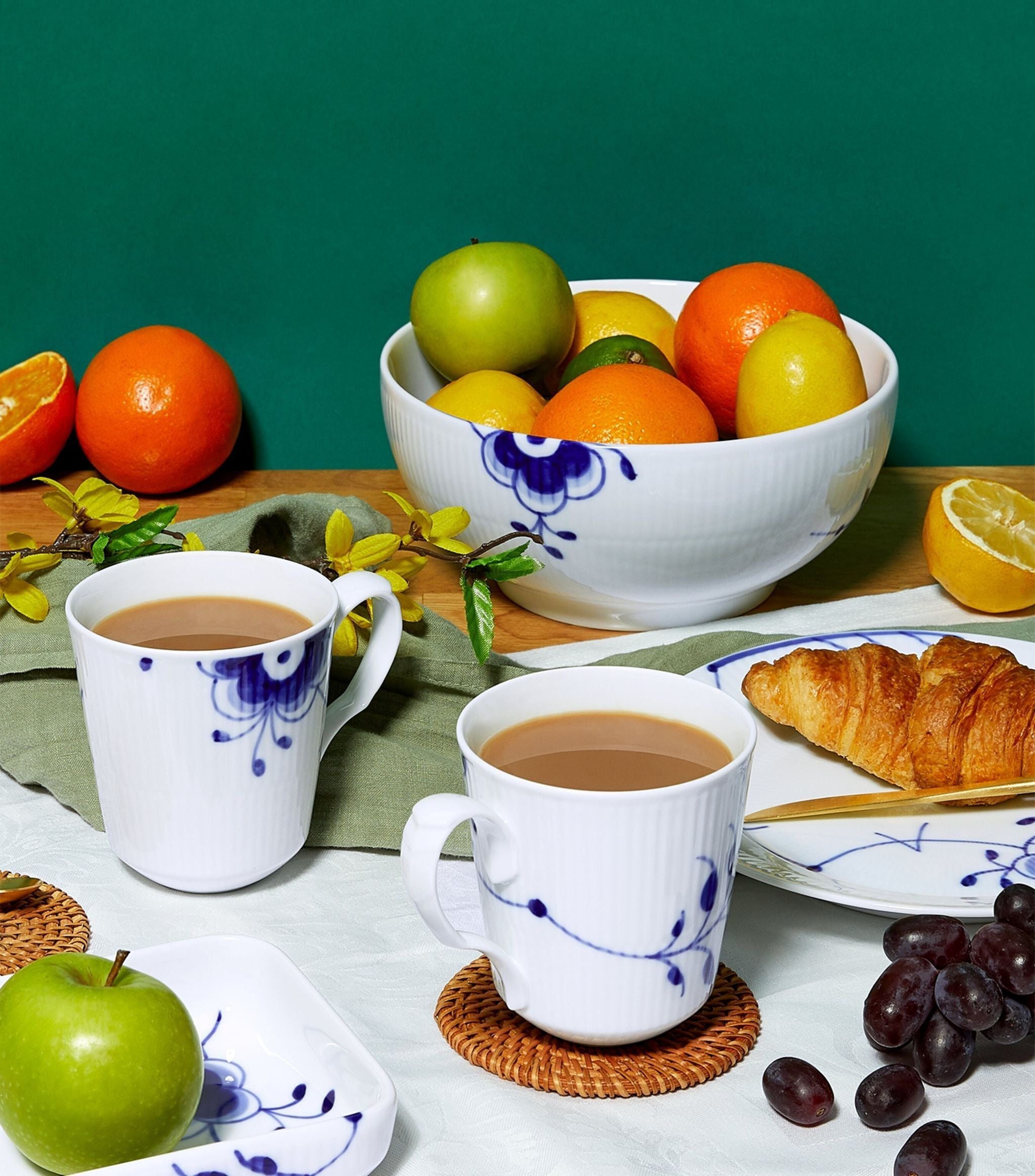 Set of 2 Blue Fluted Mega Mugs (370ml) GOODS Harrods   