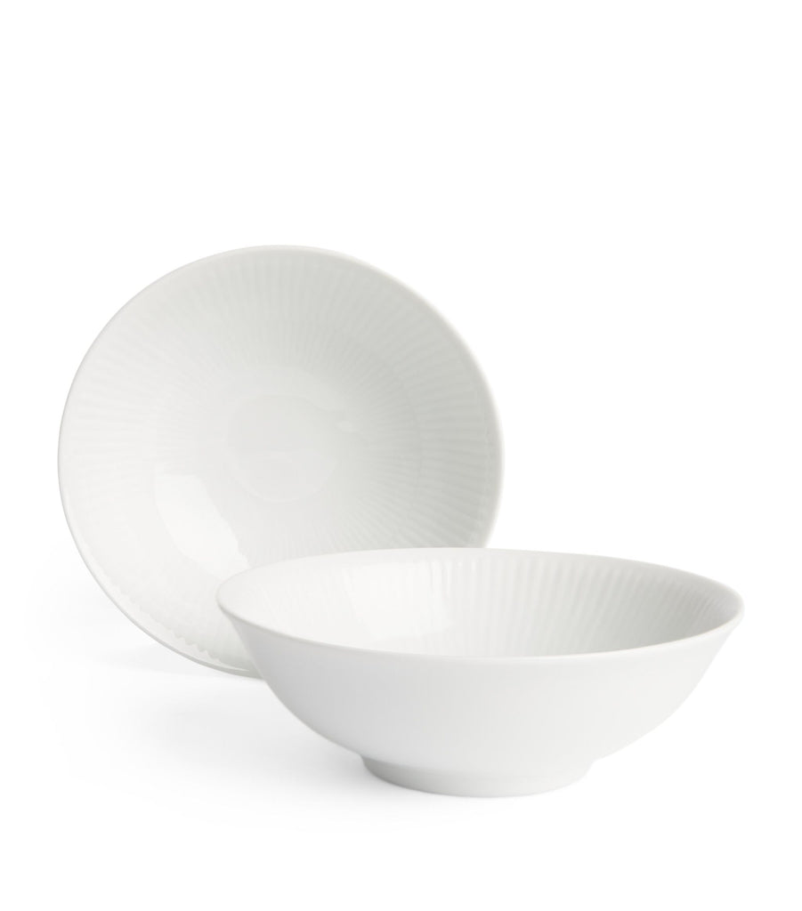 Set of 2 White Fluted Bowls (15cm)