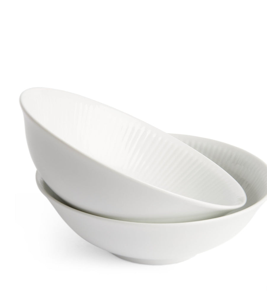 Set of 2 White Fluted Bowls (15cm)