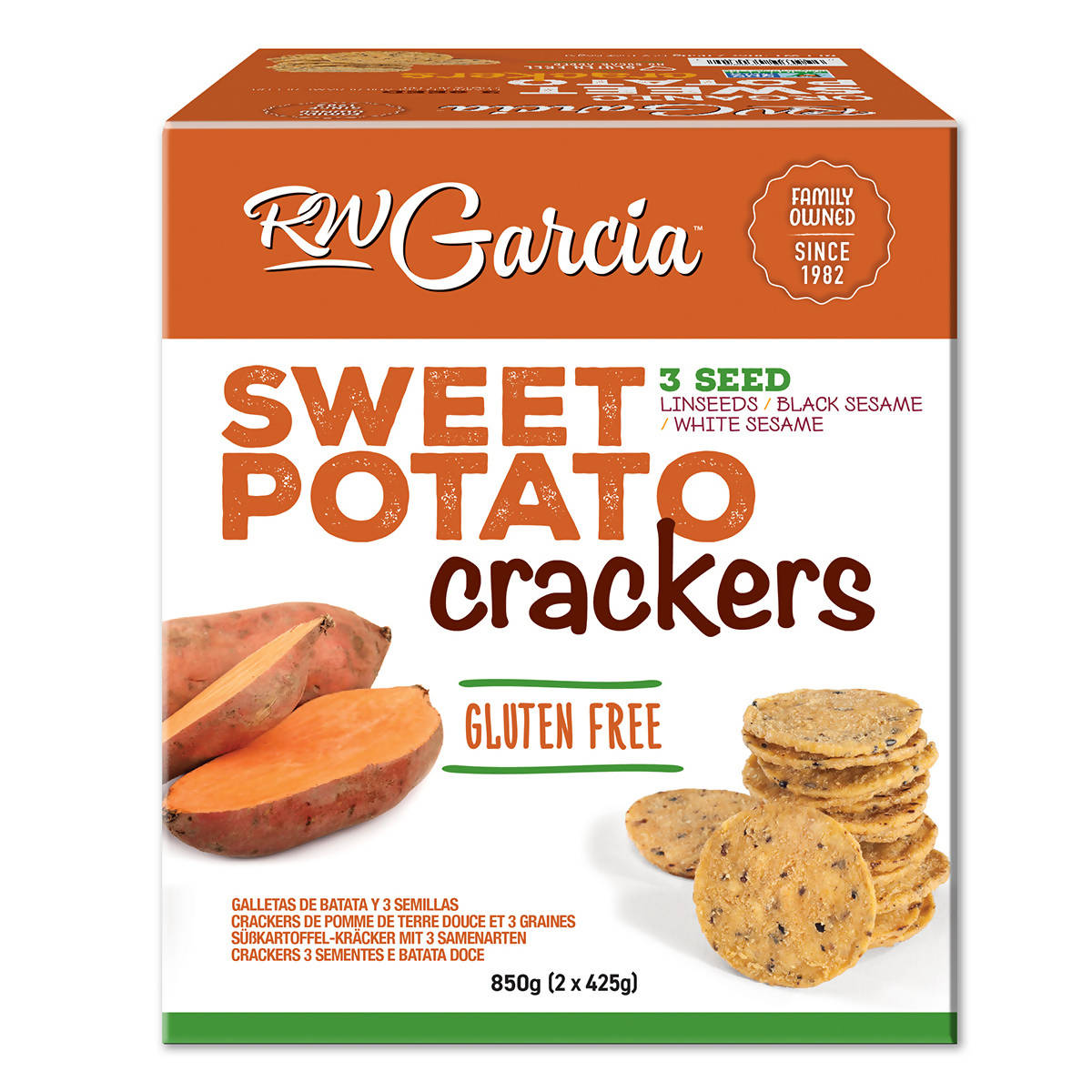 RW Garcia 3 Seed Sweet Potato Crackers, 850g Snacks Costco UK   