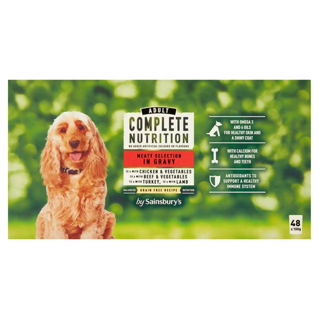 Sainsbury's Complete Nutrition Adult Dog Food Meat Selection in Gravy 48 x 100g