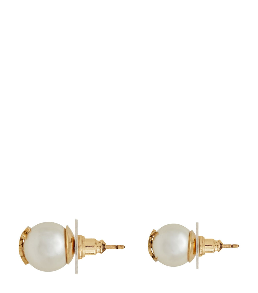 Mismatched Faux-Pearl Monogram Earrings