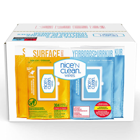 Nice 'N' Clean Antibacterial Surface Wipes, 304 Wipes Accessories & Cleaning Costco UK   