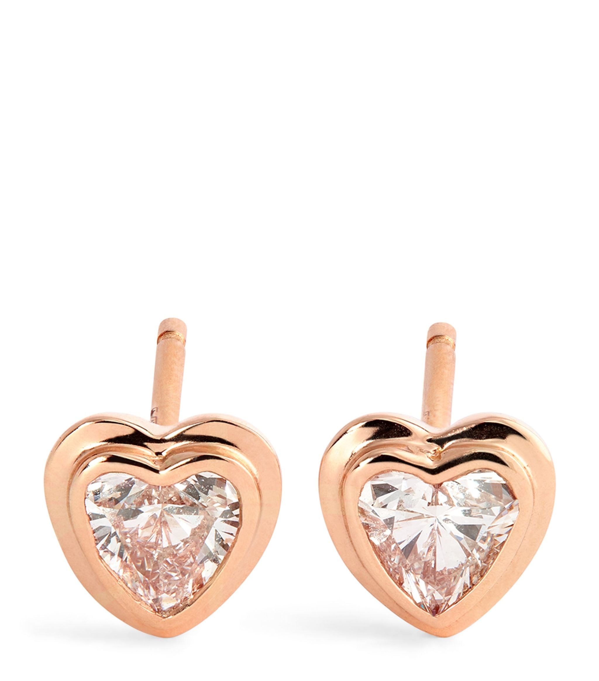 Rose Gold and Diamond Mini Me Heart Stud Earrings Miscellaneous Harrods   