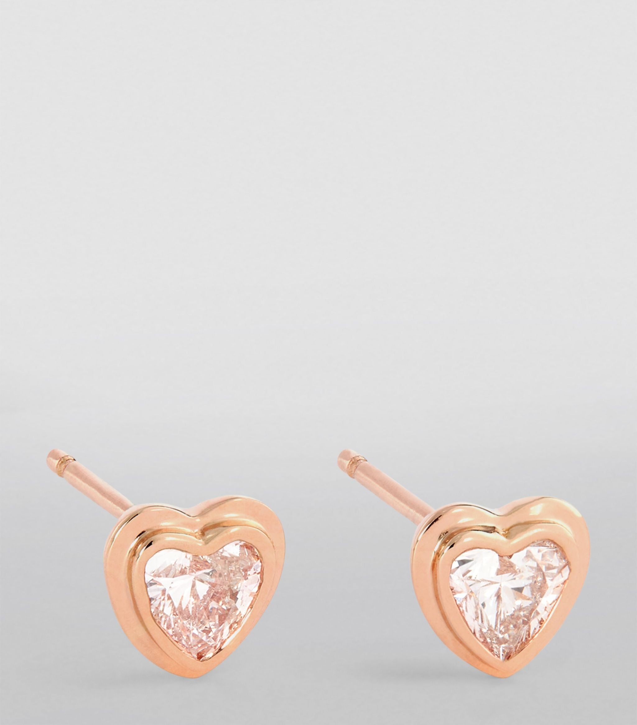 Rose Gold and Diamond Mini Me Heart Stud Earrings Miscellaneous Harrods   