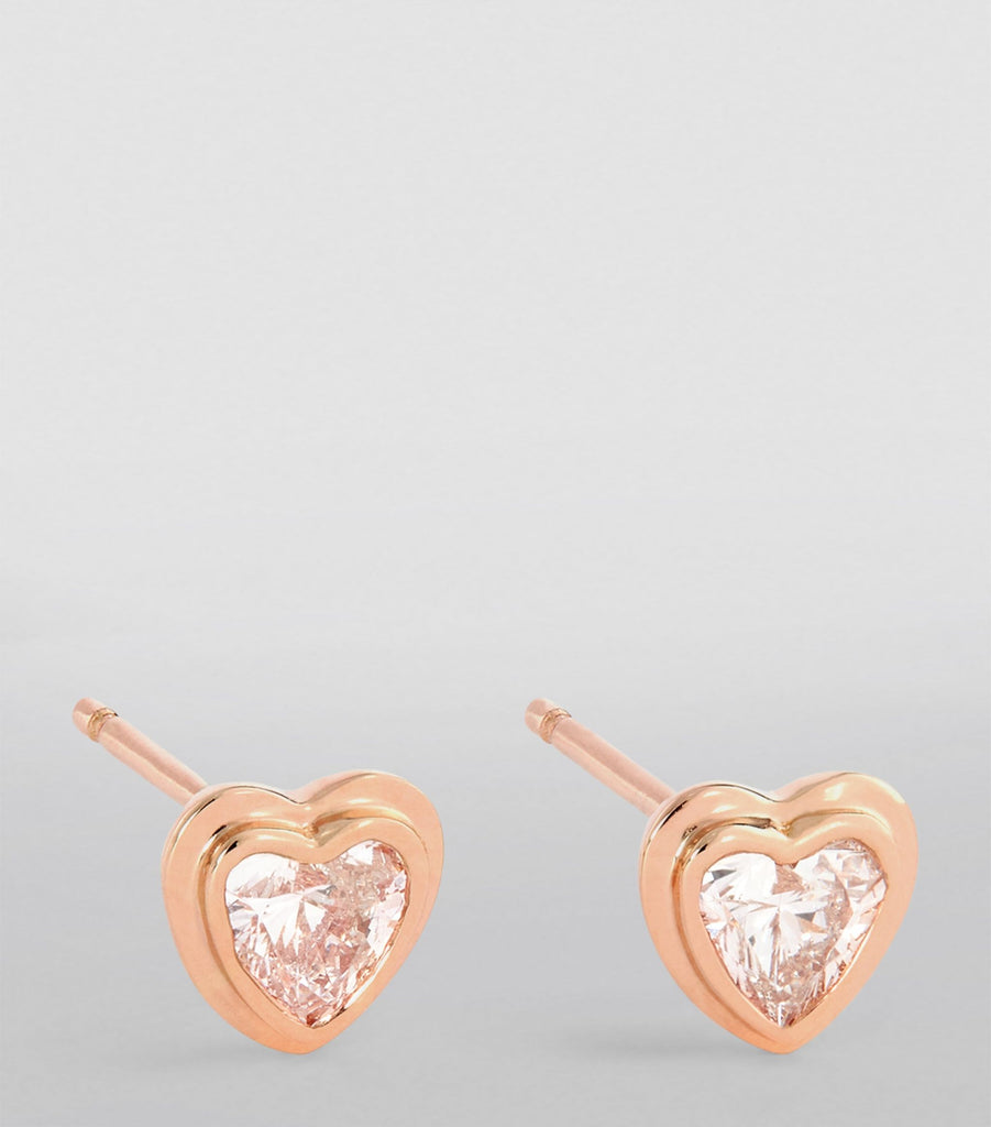 Rose Gold and Diamond Mini Me Heart Stud Earrings