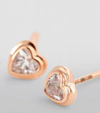 Rose Gold and Diamond Mini Me Heart Stud Earrings Miscellaneous Harrods   