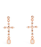 Rose Gold and Diamond Symbols Cross Drop Earrings GOODS Harrods   