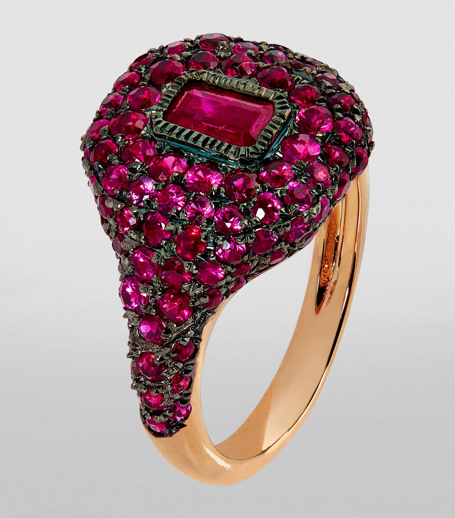 Rose Gold and Ruby New Modern Pinky Ring