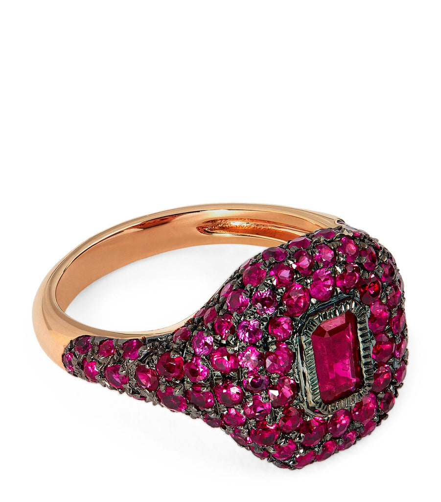 Rose Gold and Ruby New Modern Pinky Ring