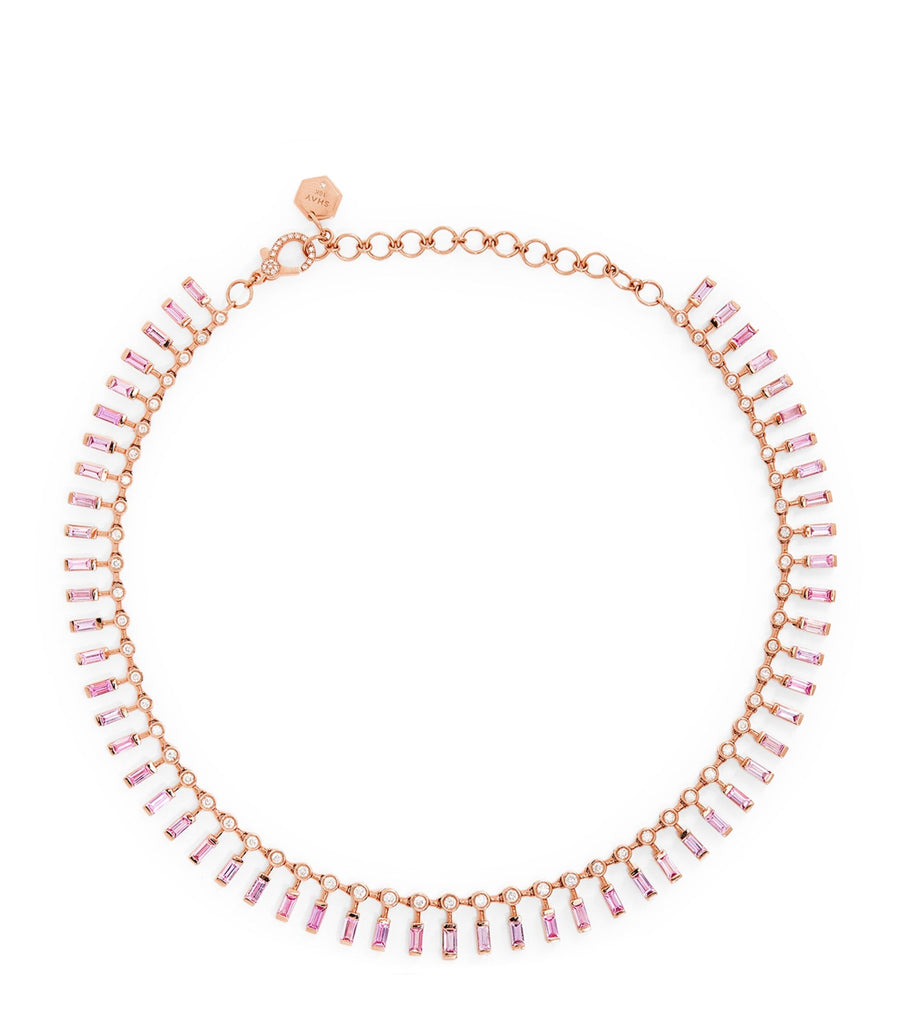 Rose Gold, Diamond and Pink Sapphire Dot-Dash Choker