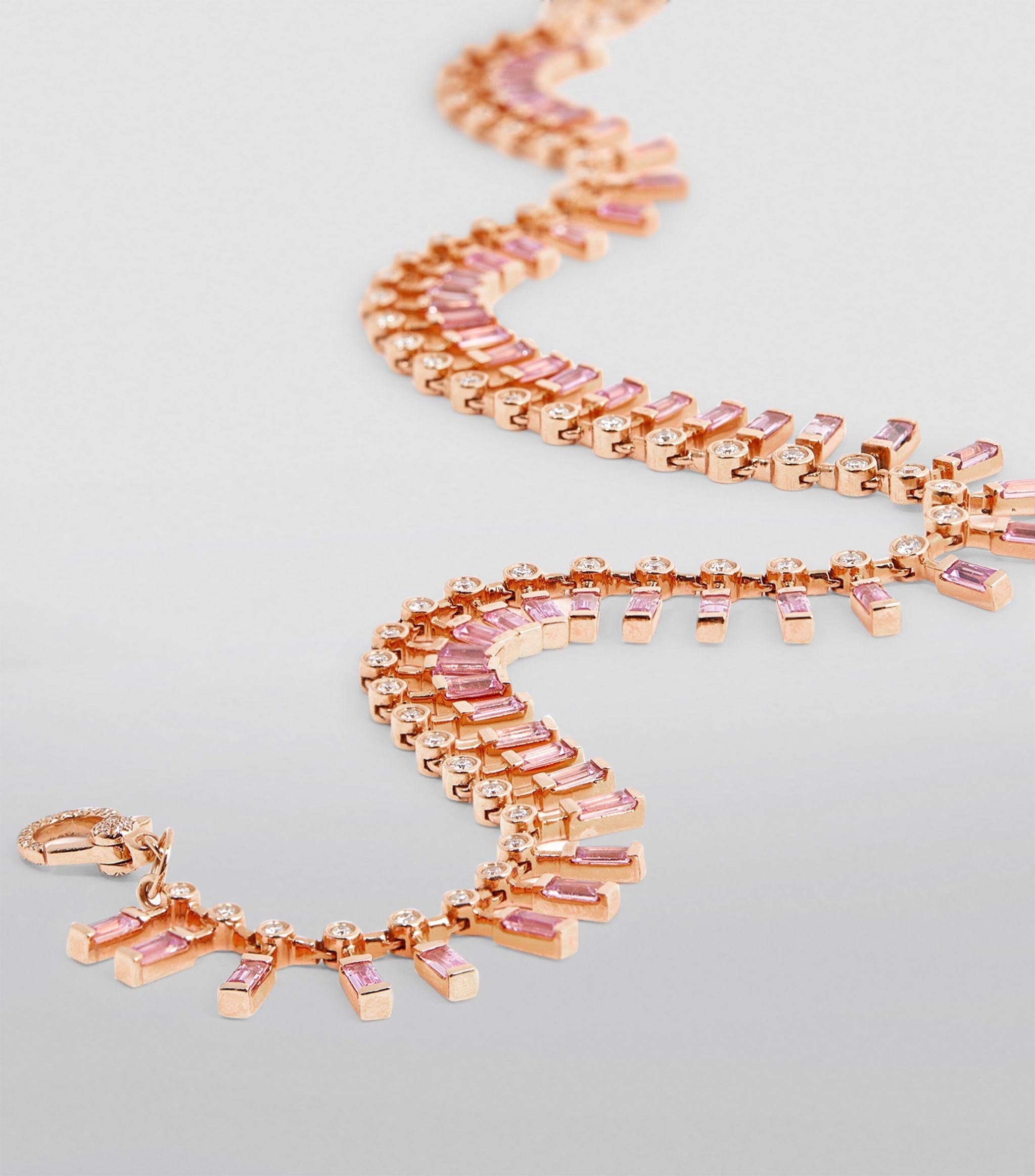 Pink Sapphire & Diamond Dot-Dash Choker Rose Gold/Pink Sapphire