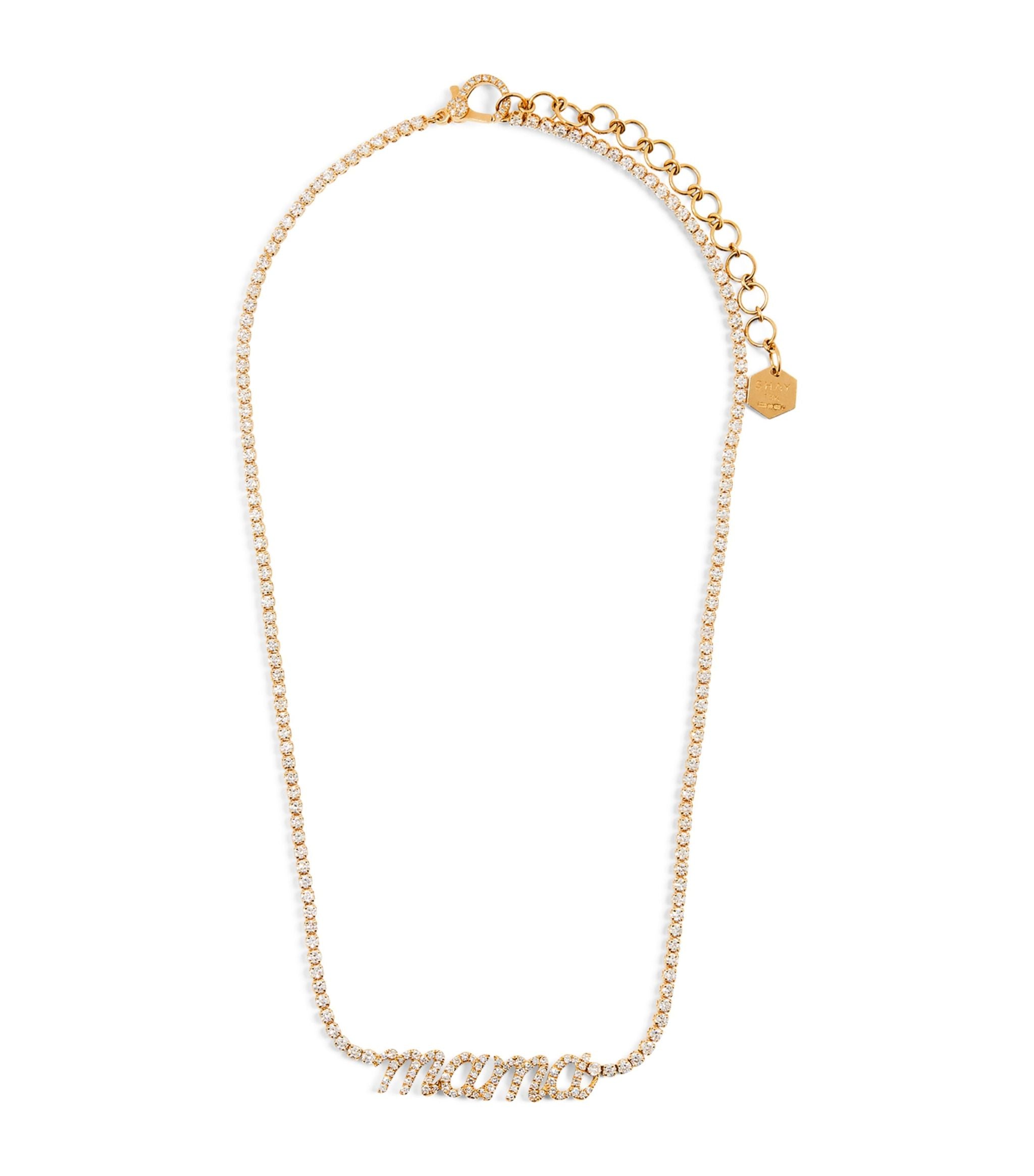 Yellow Gold and Diamond Mama Necklace GOODS Harrods   