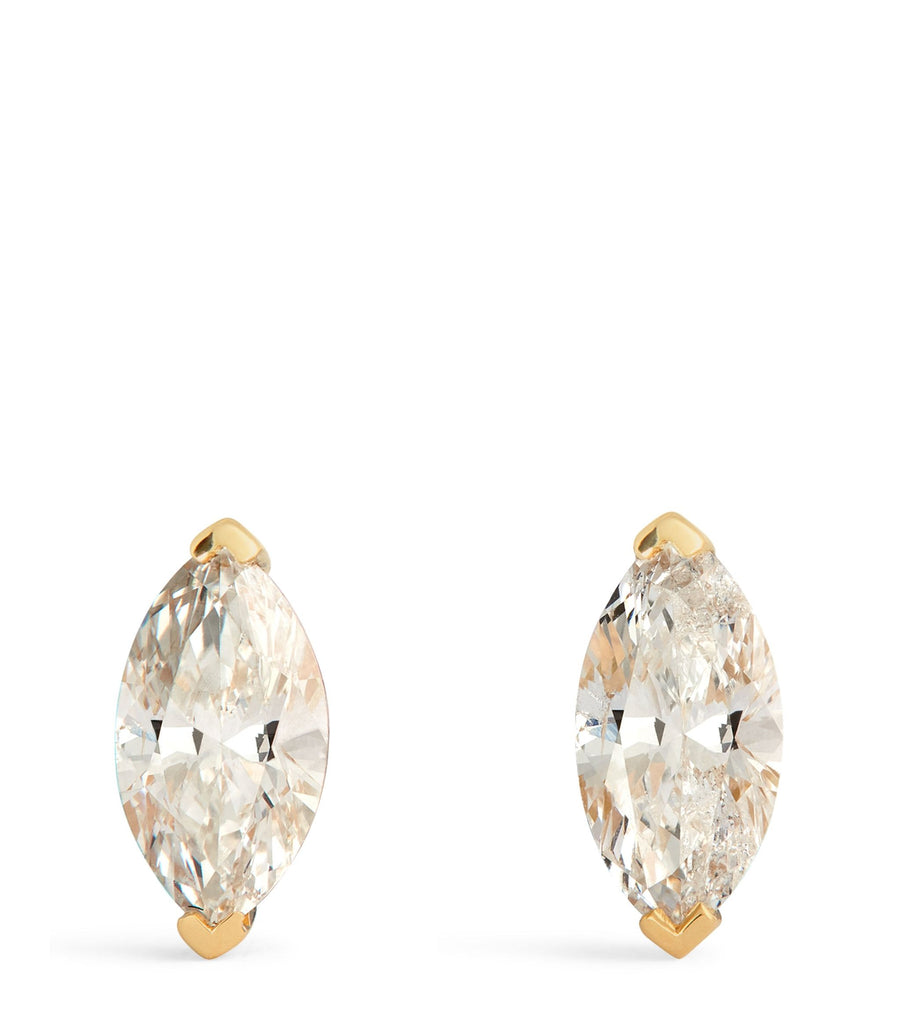 Yellow Gold and Diamond Marquise Halo Studs