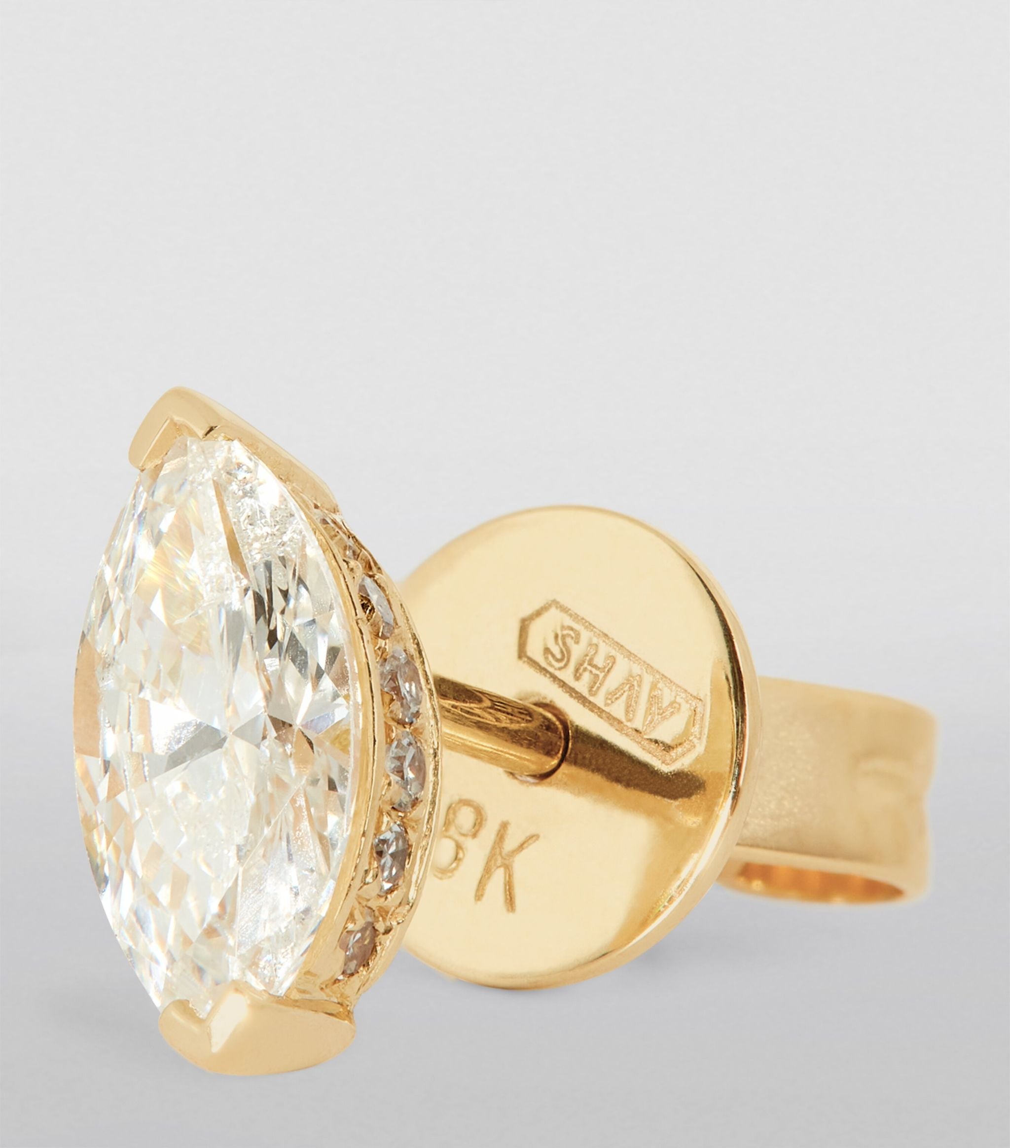 Yellow Gold and Diamond Marquise Halo Studs GOODS Harrods   