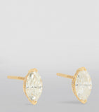 Yellow Gold and Diamond Marquise Halo Studs GOODS Harrods   