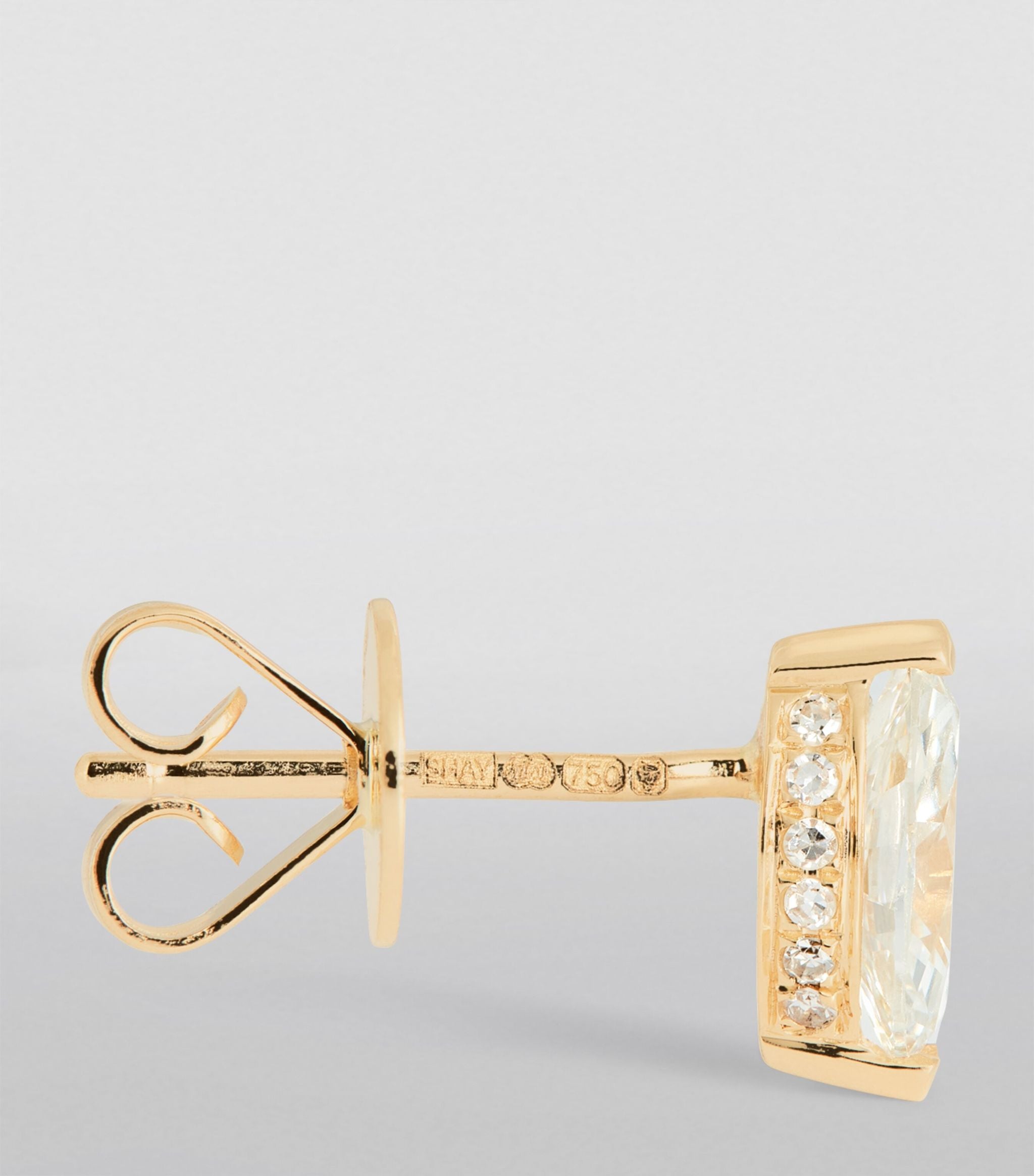 Yellow Gold and Diamond Marquise Halo Studs GOODS Harrods   