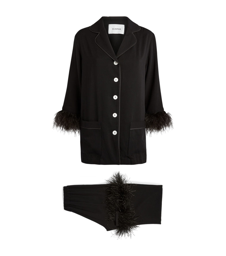 Double Feather-Trimmed Party Pyjama Set