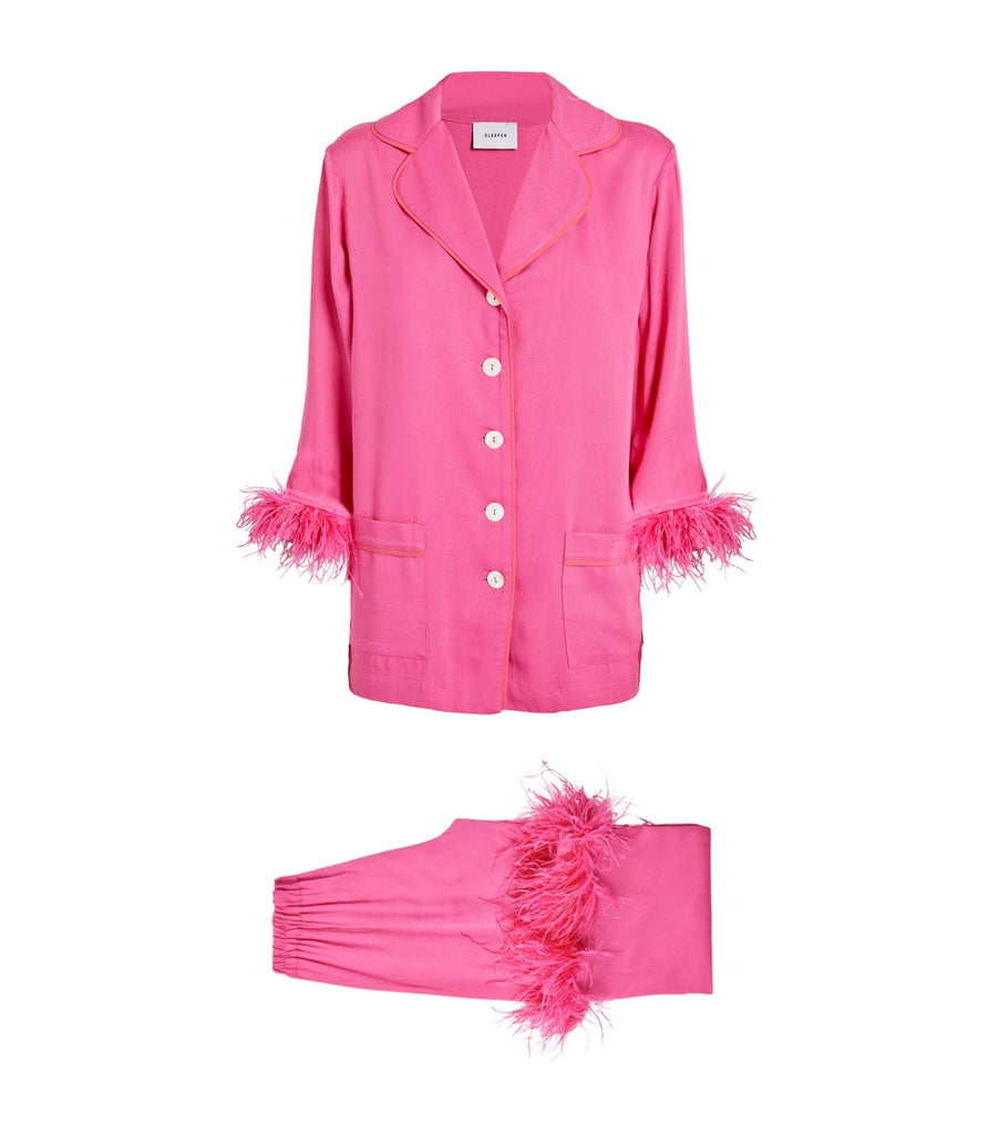 Feather-Trimmed Party Pyjama Set