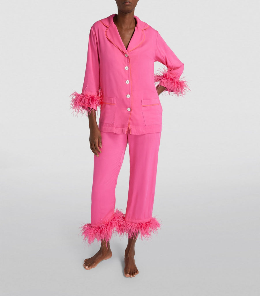 Feather-Trimmed Party Pyjama Set