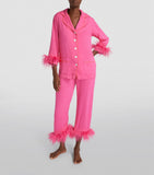 Feather-Trimmed Party Pyjama Set GOODS Harrods   