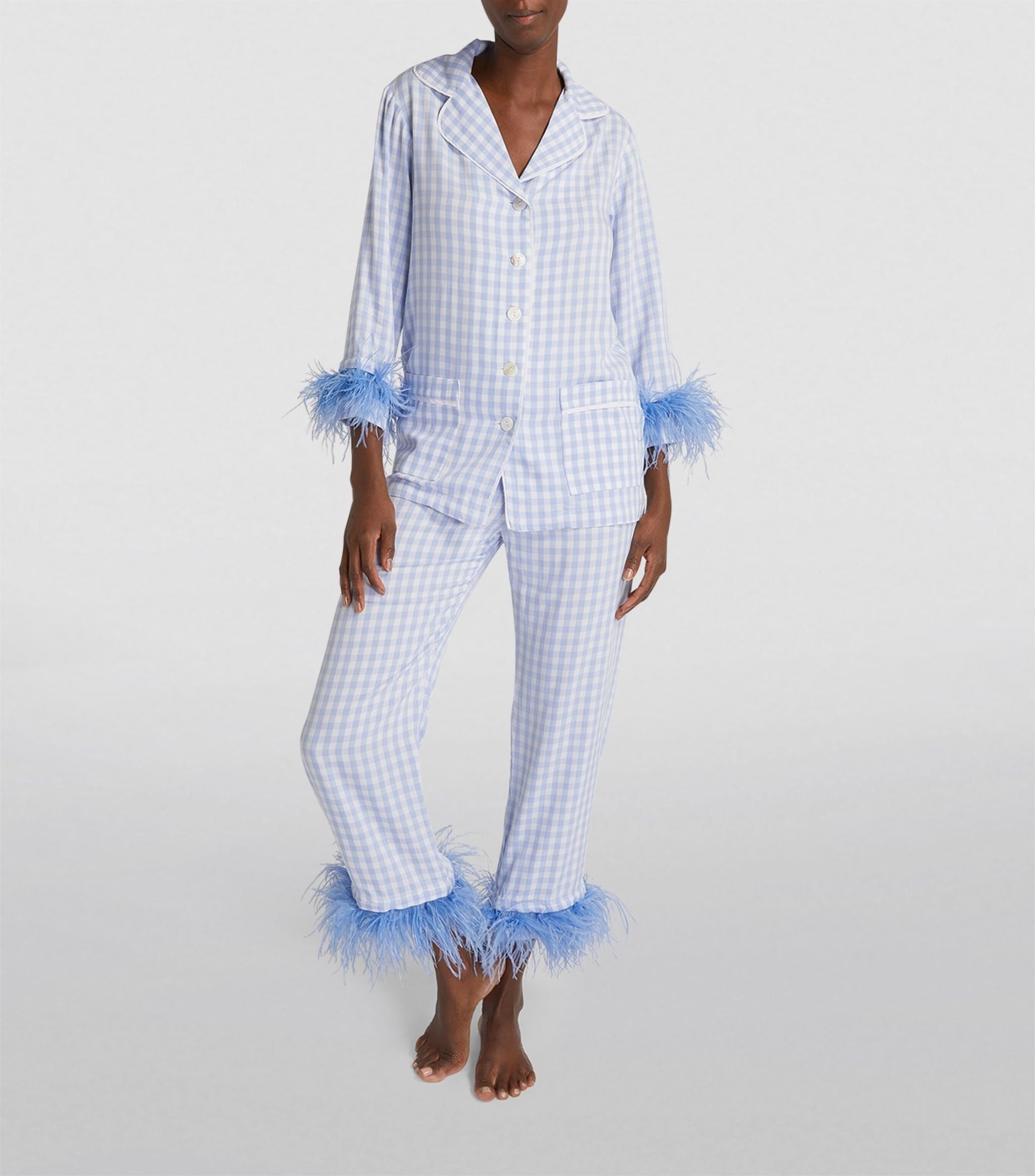 Feather-Trimmed Party Pyjama Set GOODS Harrods   