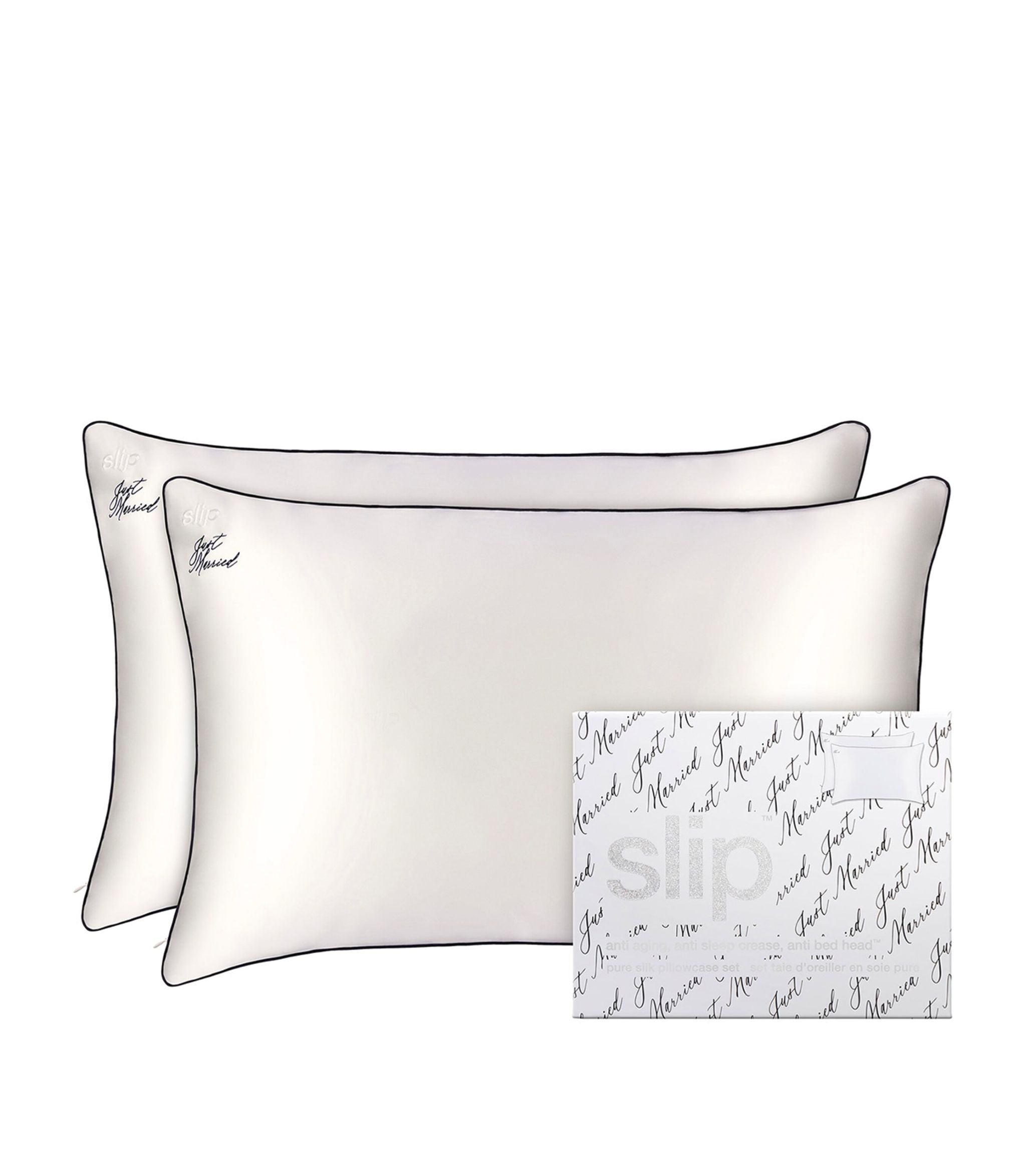 Silk Queen Just Married Pillowcase (Set of 2) GOODS Harrods   