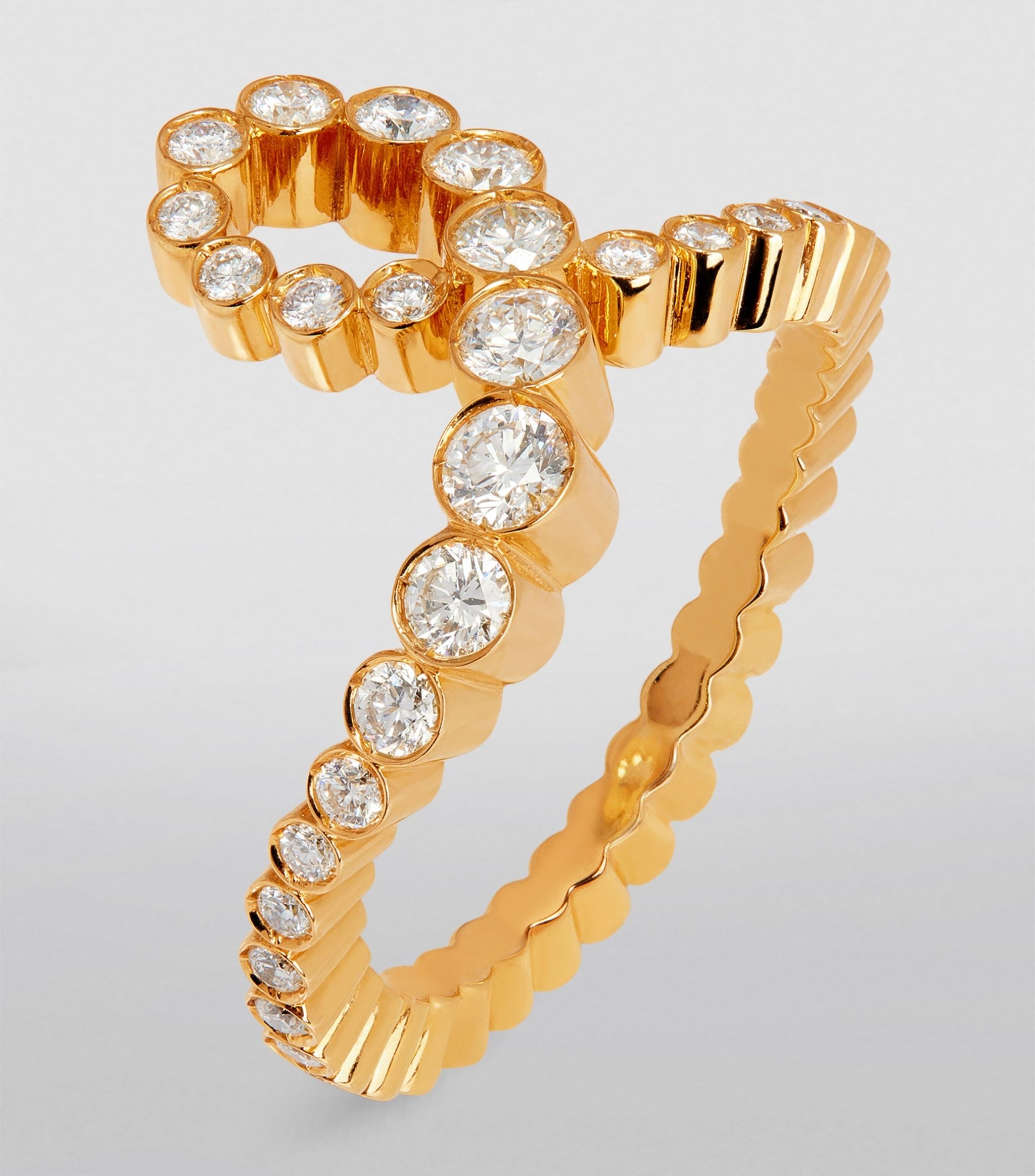 Yellow Gold and Diamond Grand Ensemble Ruban Ring GOODS Harrods   