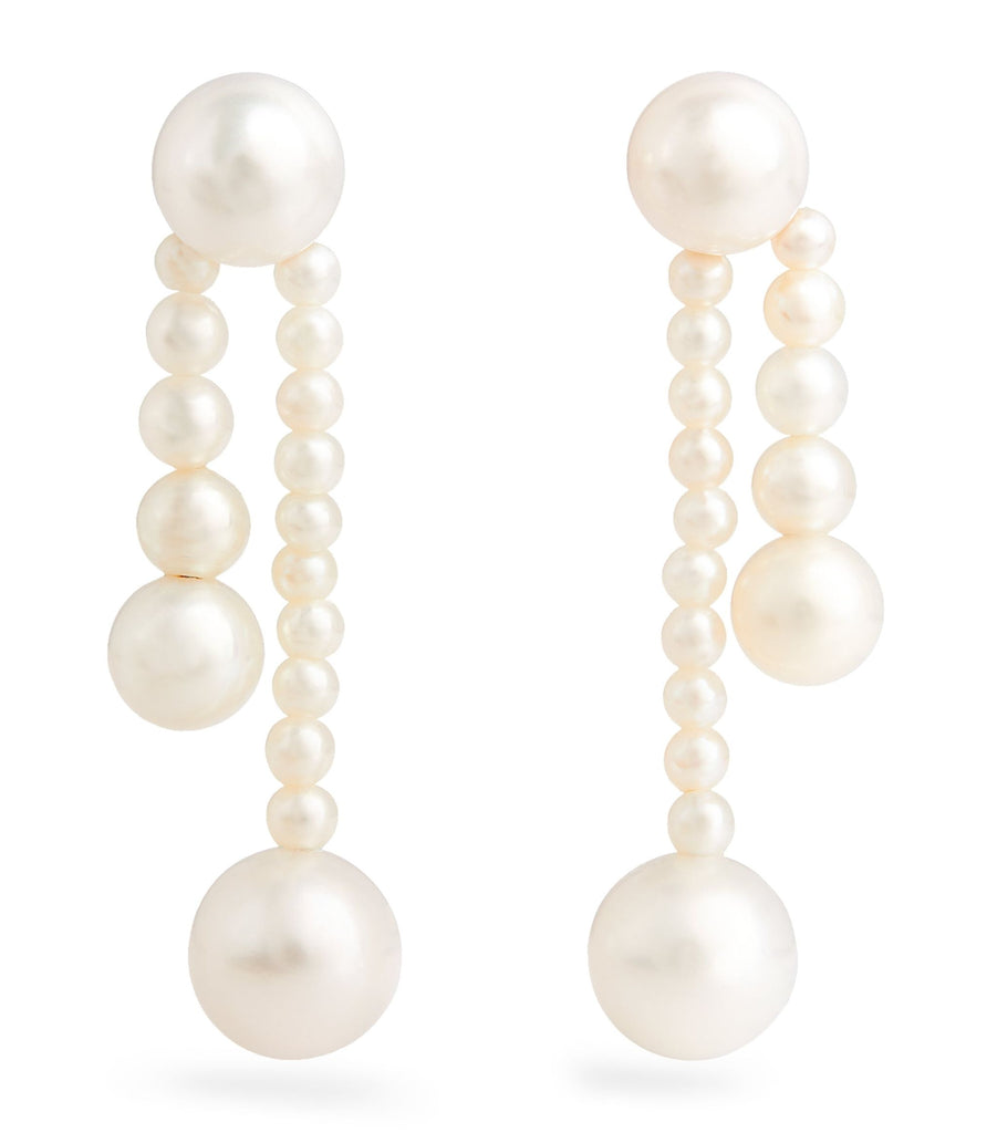 Yellow Gold and Pearl Ruban de Perle Earrings