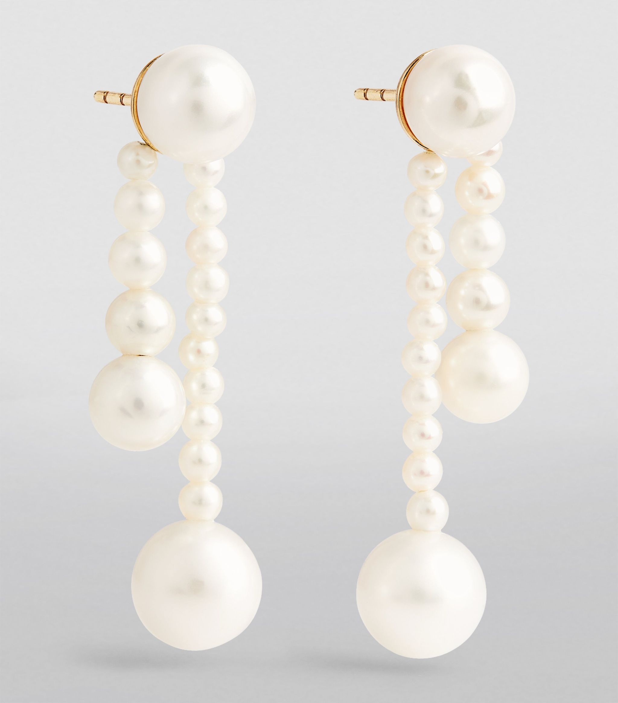 Yellow Gold and Pearl Ruban de Perle Earrings GOODS Harrods   