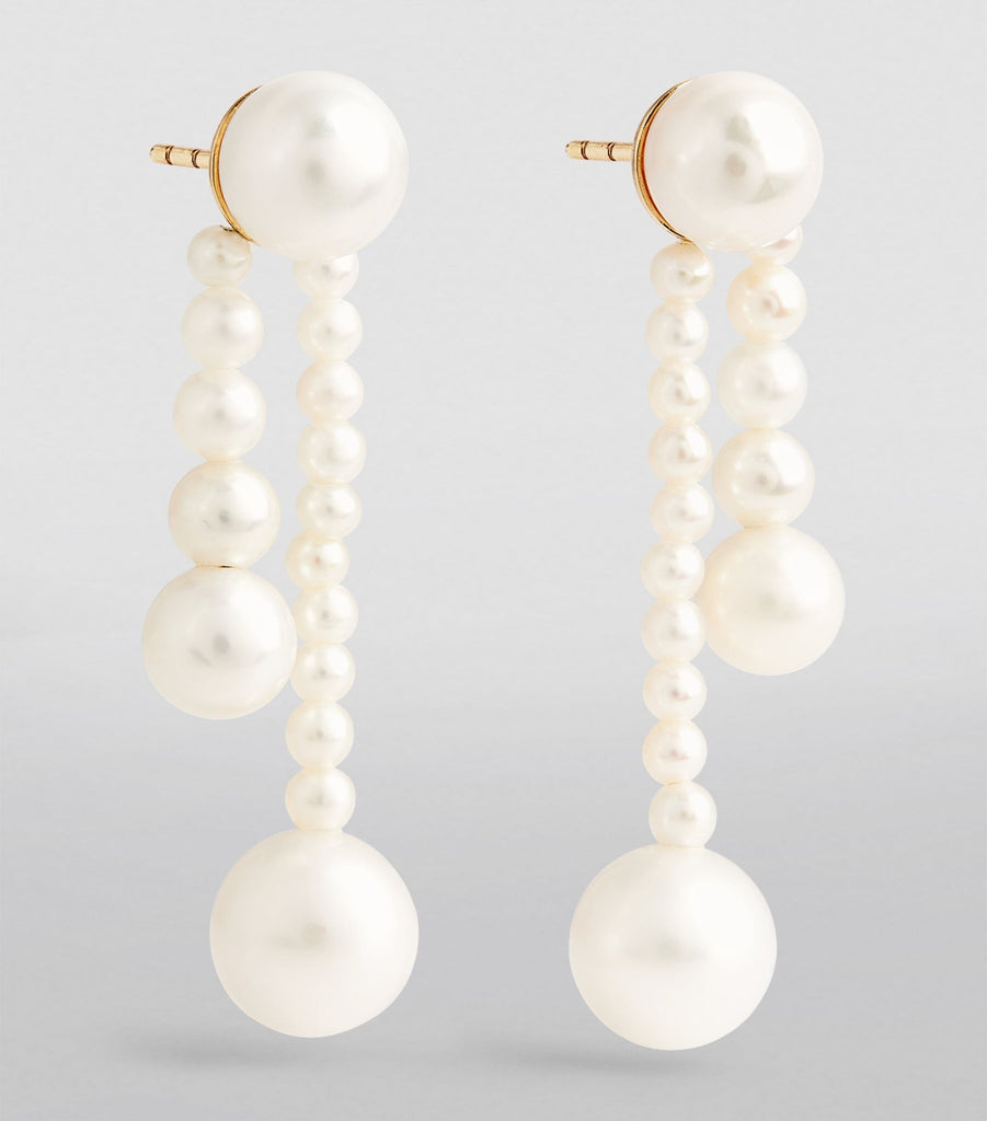 Yellow Gold and Pearl Ruban de Perle Earrings