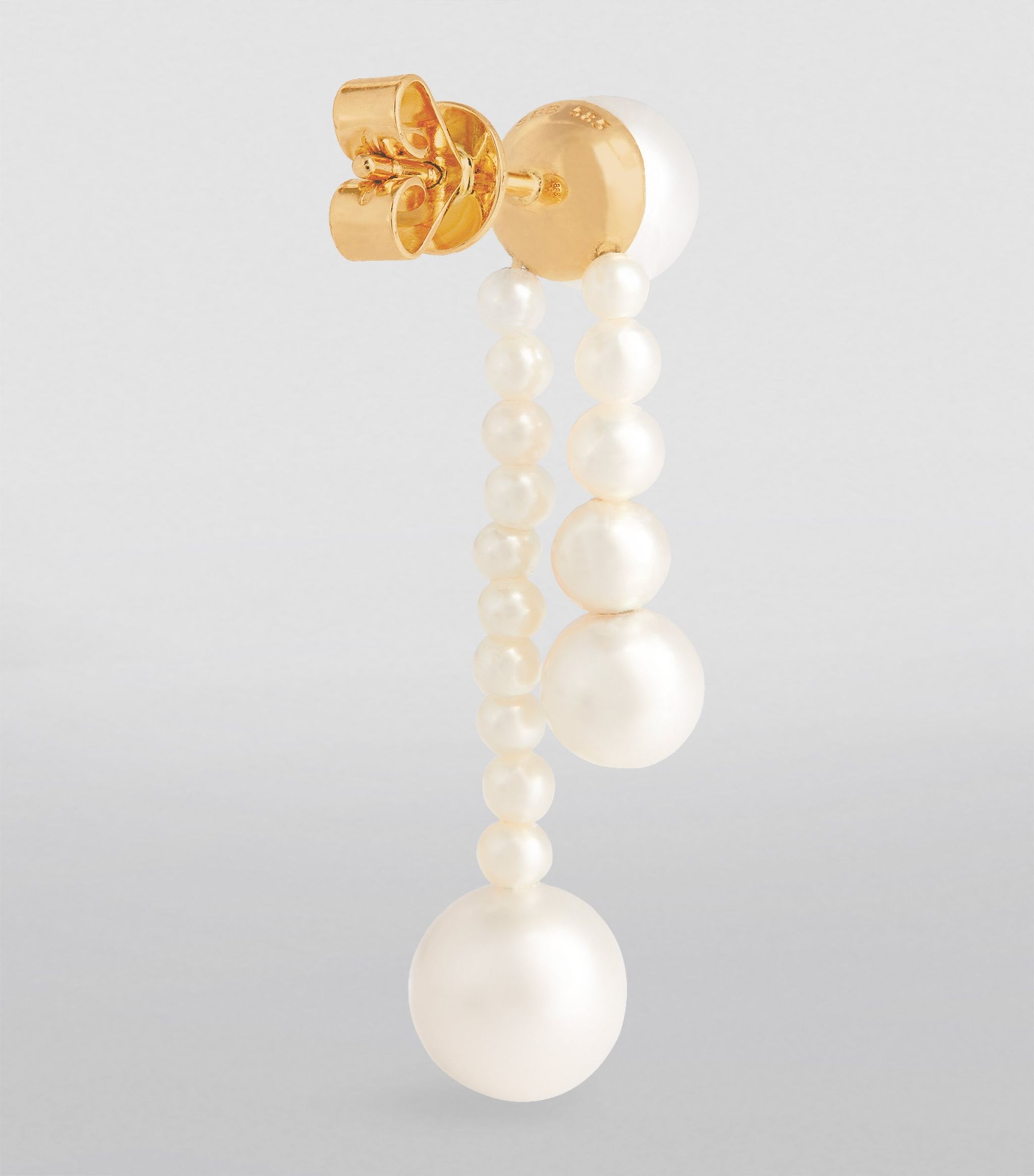 Yellow Gold and Pearl Ruban de Perle Earrings GOODS Harrods   