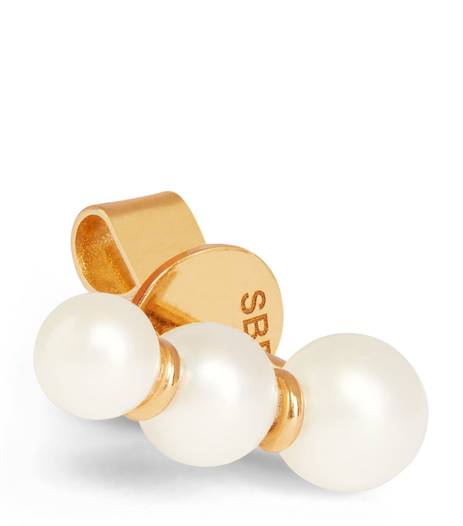 Yellow Gold and Pearl Trois Perle Single Right Earring