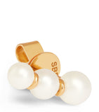 Yellow Gold and Pearl Trois Perle Single Right Earring GOODS Harrods   