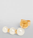 Yellow Gold and Pearl Trois Perle Single Right Earring GOODS Harrods   