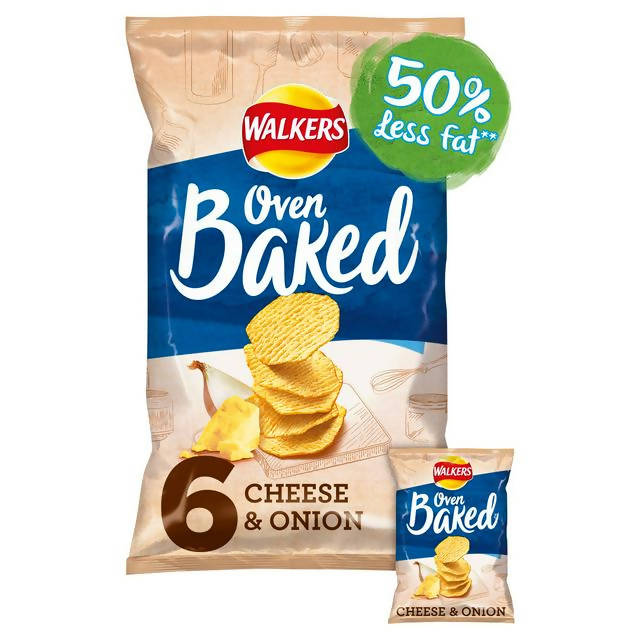 Walkers Baked Cheese & Onion Mulitpack Snacks 6x25g 4-9 packs Sainsburys   