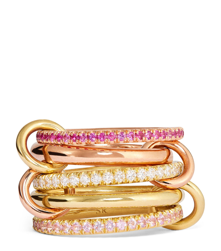 Yellow Gold, Diamond and Pink Sapphire Atlas Ring